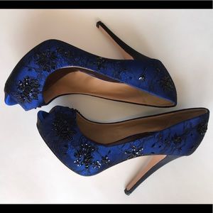 Badgley Mischka blue with lace high heels